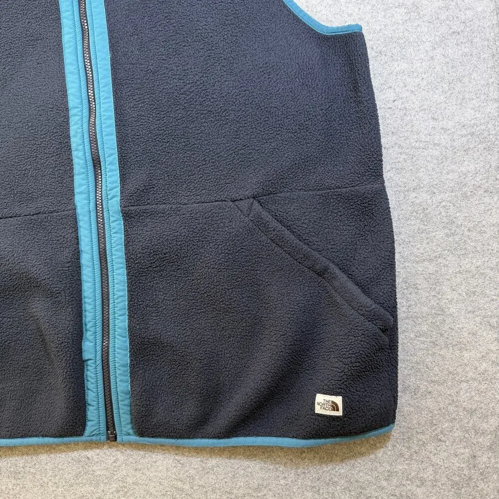 The North Face Carbondale Sherpa Fleece Vest Mens XXL Navy Full Zip Hiking
